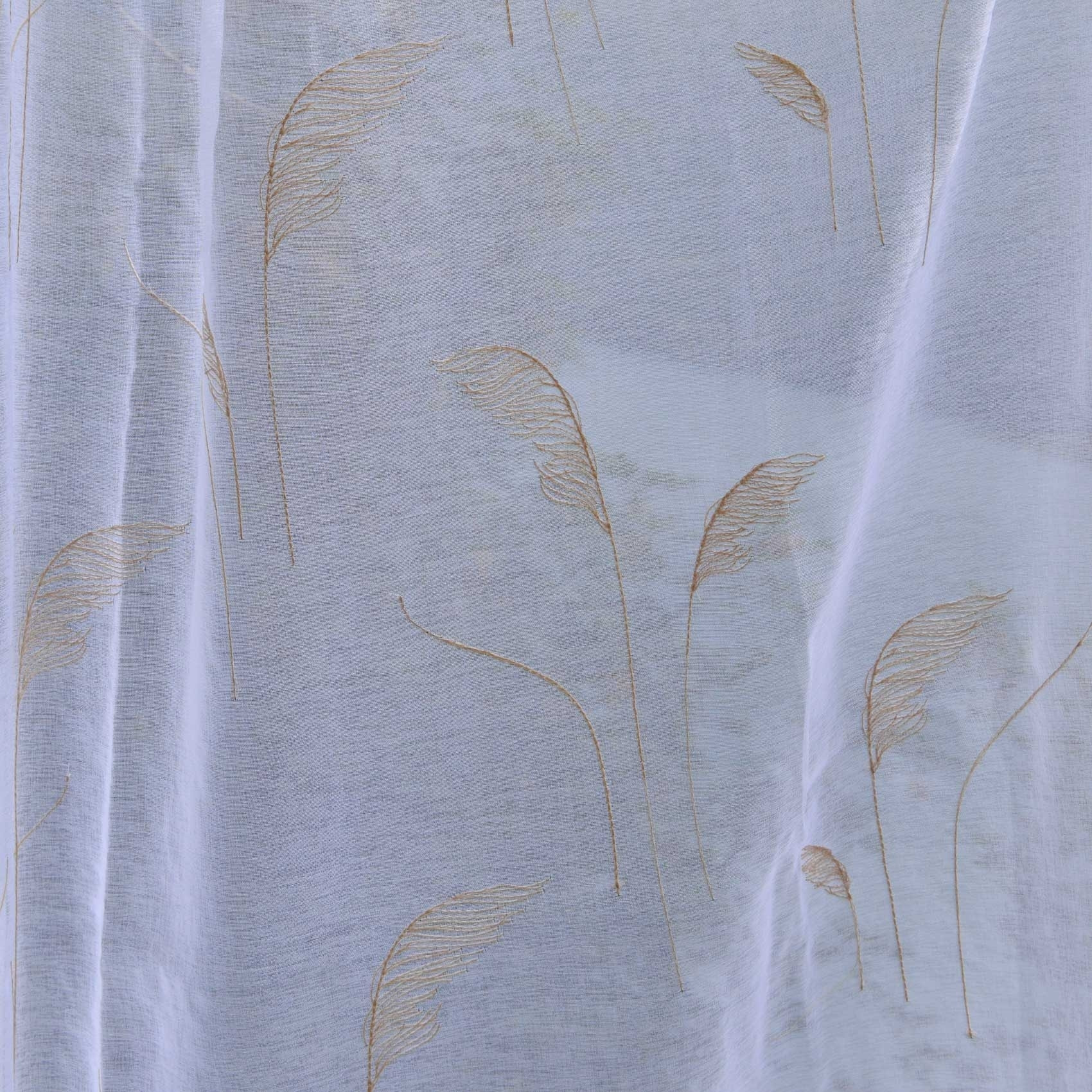 Voilage brodé de pampas - Beige