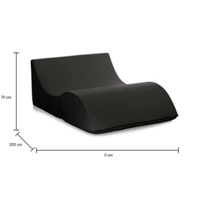 Letto pieghevole Annabella, Pouf trasformabile in letto matrimoniale, 100% Made in Italy, Pouf trasformabile in una chaise longue in ecopelle, Cm 100x200h70, Nero