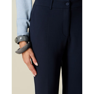 Oltre - Pantalones cropped de tejido crepé - Azul
