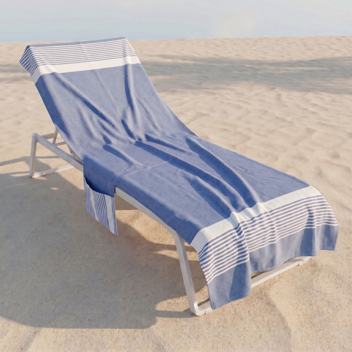 Telo mare lettino con tasche ed elastici in cotone e poliestere, telo spiaggia ultra assorbente con fissaggio stabile, morbido e pratico, ideale per lettini mare piscina e spa, dimensioni generose, lavabile e resistente per uso estivo