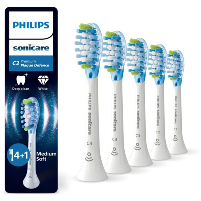 Brossette dentaire PHILIPS Sonicare lot de 5 - HX9045/87 white Premium Plaque Defence C3