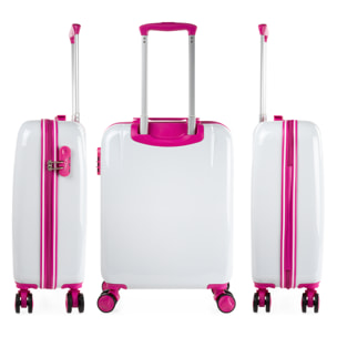Juego De Maletas Pc Itaca Base Blanco/Fucsia Blanco Dots