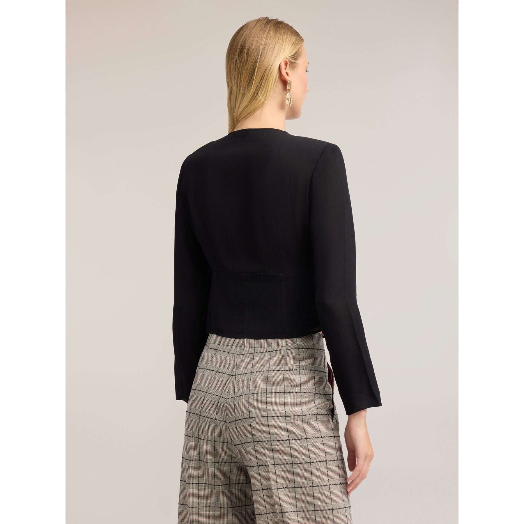 Motivi - Camicia in crêpe de chine con bottoni foderati - Nero