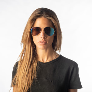 Gafas de sol OCEAN BONILA - Nuevo montura dorado brillante con cielo azul fl