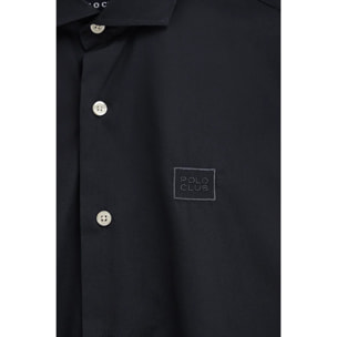 Camisa popelín azul marino de corte regular con logo Polo Club