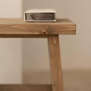 Table de chevet ou table d'appoint en bois massif ton chêne foncé 45x39cm Hauteur: 45 Longueur: 39 Largeur: 25