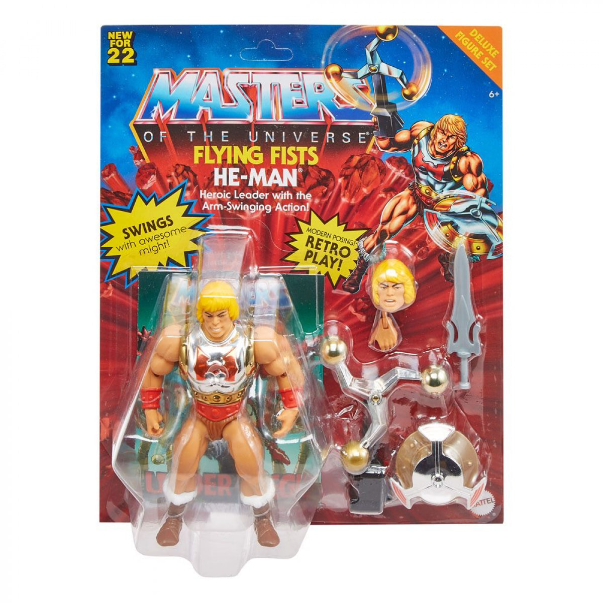 Masters Of The Universe Origins Deluxe Action Figura 2022 Flying Fists He-man 14 Cm Mattel