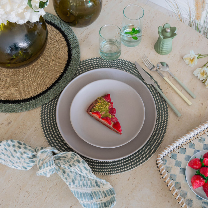 Lot de 6 assiettes à dessert gris en grès 20,5cm ARITA