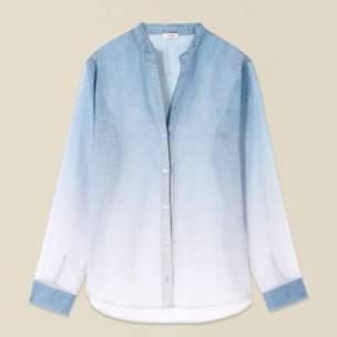 Oltre - Camicia in georgette dégradé - Azzurro
