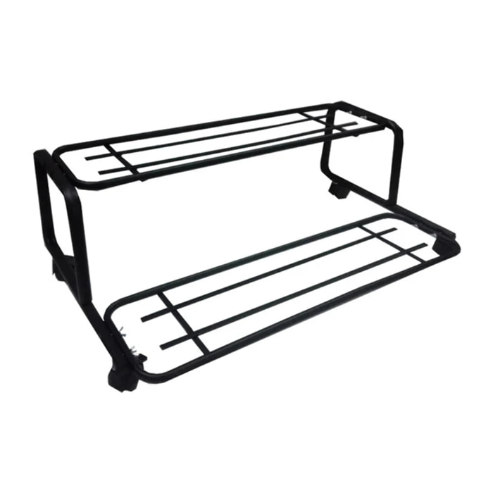 Tecnokit Scaffale alzatina a 3 Piani per vasi e piante da cm 80 con ruote, Colore Nero H50x80x70 cm