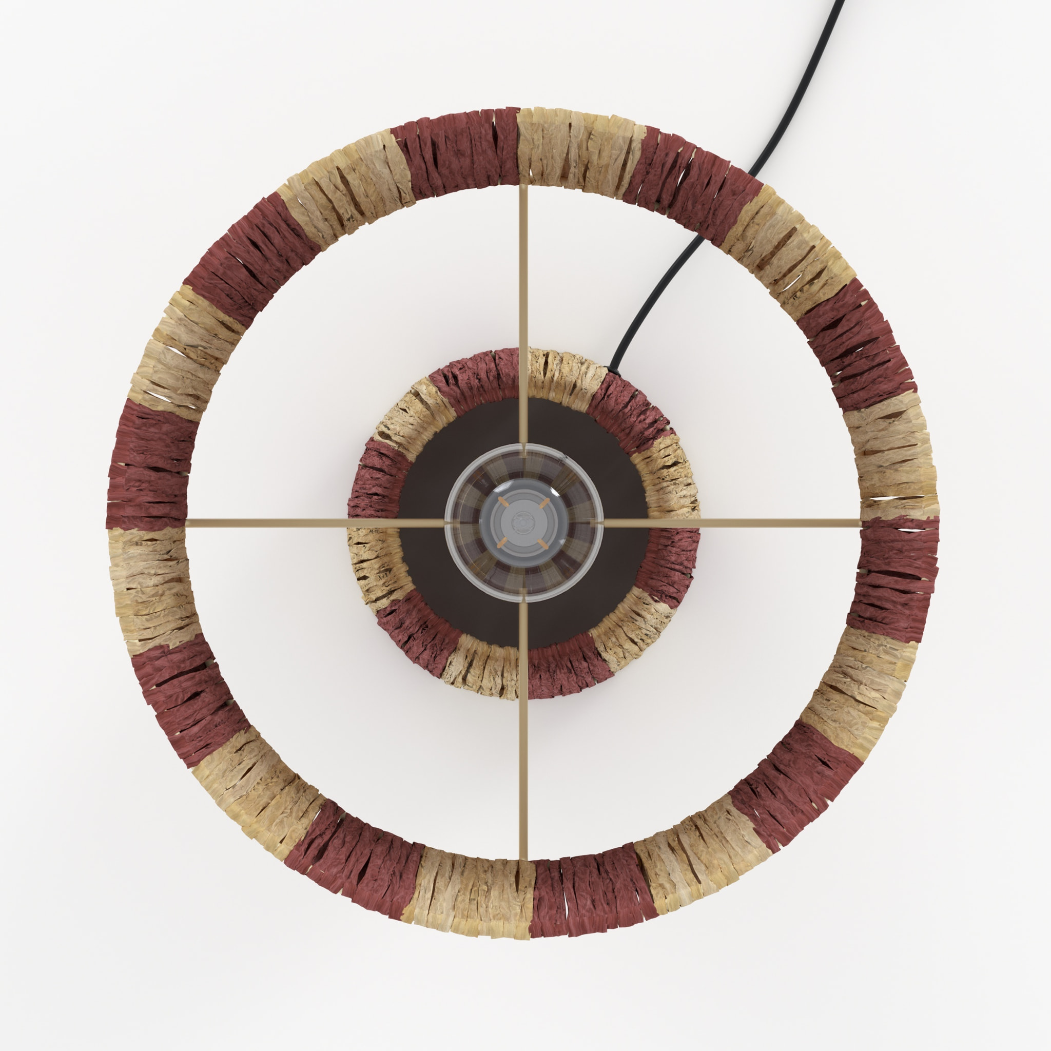 Lampe rayée terracotta en feuille de palmier - Soléa