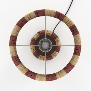 Lampe rayée terracotta en feuille de palmier - Soléa