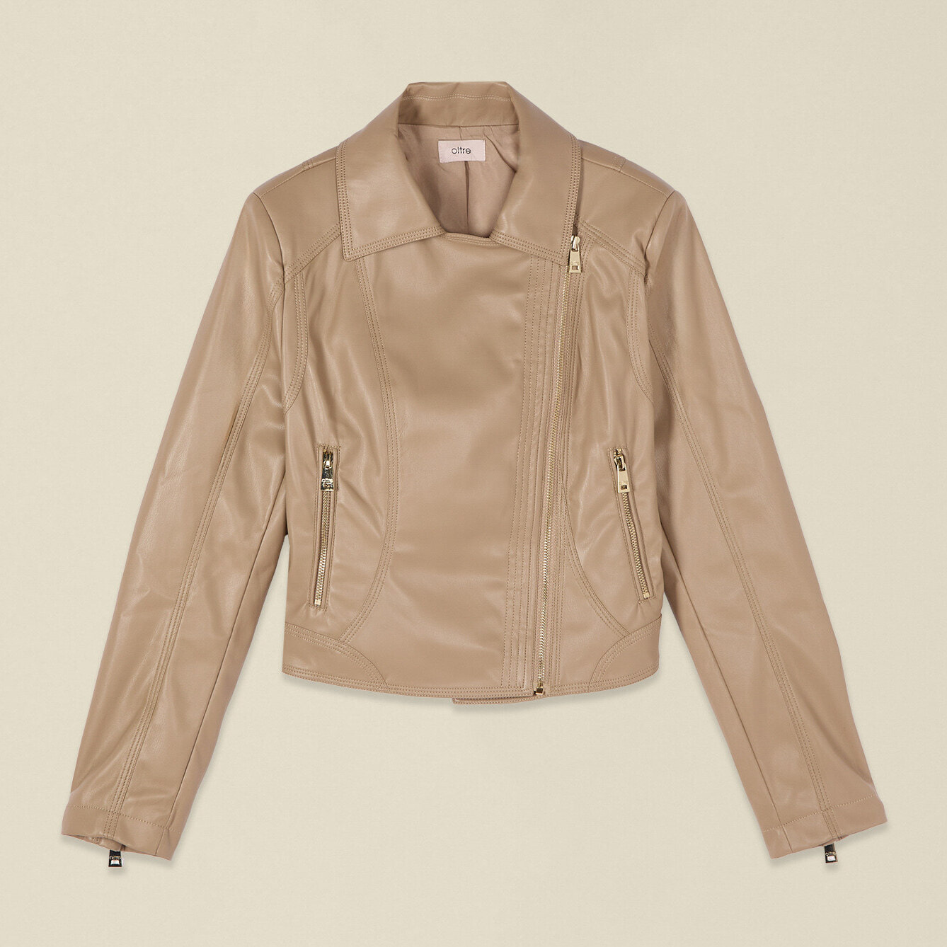 Oltre - Chaqueta de cuero cropped - Beige