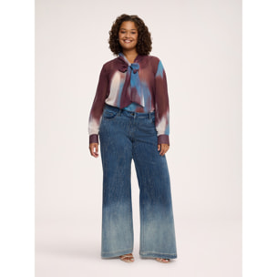 Fiorella Rubino - Blusa con stampa in georgette e fiocco - Bordeaux