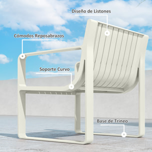 Conjunto de Jardín Exterior 5 Piezas Muebles Jardín Exterior con 2 Sillones 1 Sofá de 2 Plazas y 2 Mesas de Centro Diseño de Lamas Impermeable Anti-UV Blanco