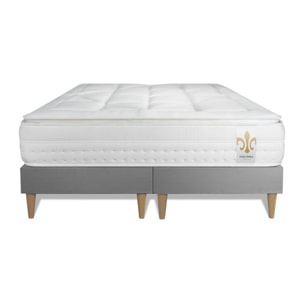Ensemble Matelas Vingt-Huit PLUS - 28cm - Ressorts ensachés et mémoire de forme - Technologie hôtelière - Sommier Tapissier Gris