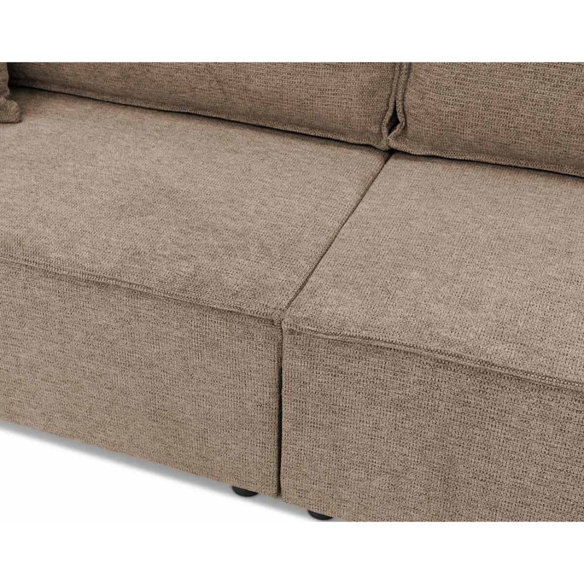 Cezanne - Canapé droit 3 places convertible avec coffre en tissu texturé - Marron