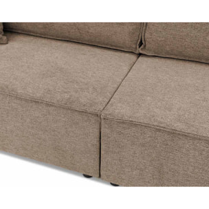 Cezanne - Canapé droit 3 places convertible avec coffre en tissu texturé - Marron