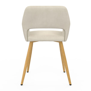 Chaises Heidi en velours beige et pieds bois - lot de 2