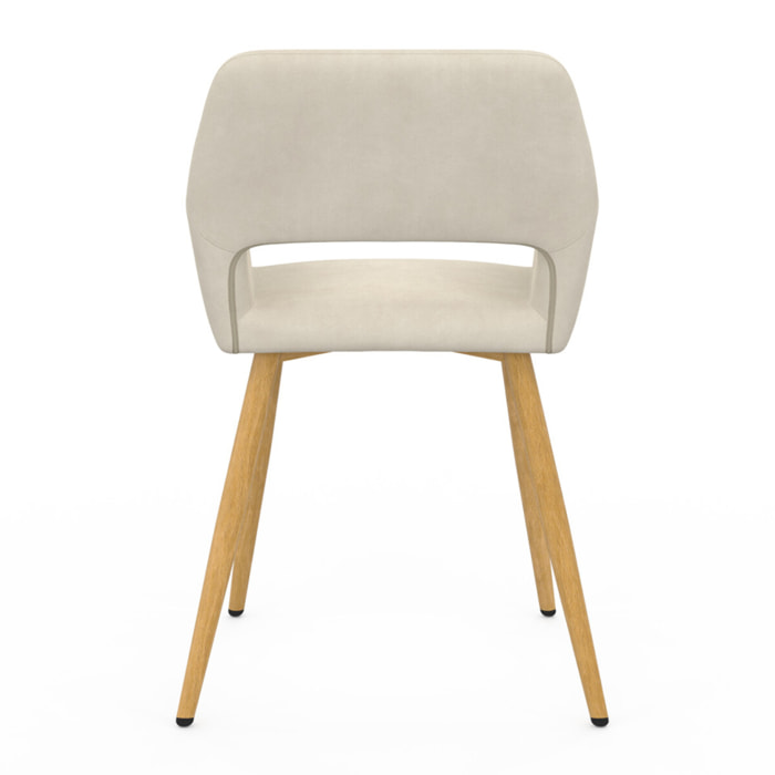 Chaises Heidi en velours beige et pieds bois - lot de 2