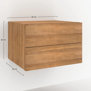 Meuble de salle de bain suspendu en bois de teck 60 cm - Hera