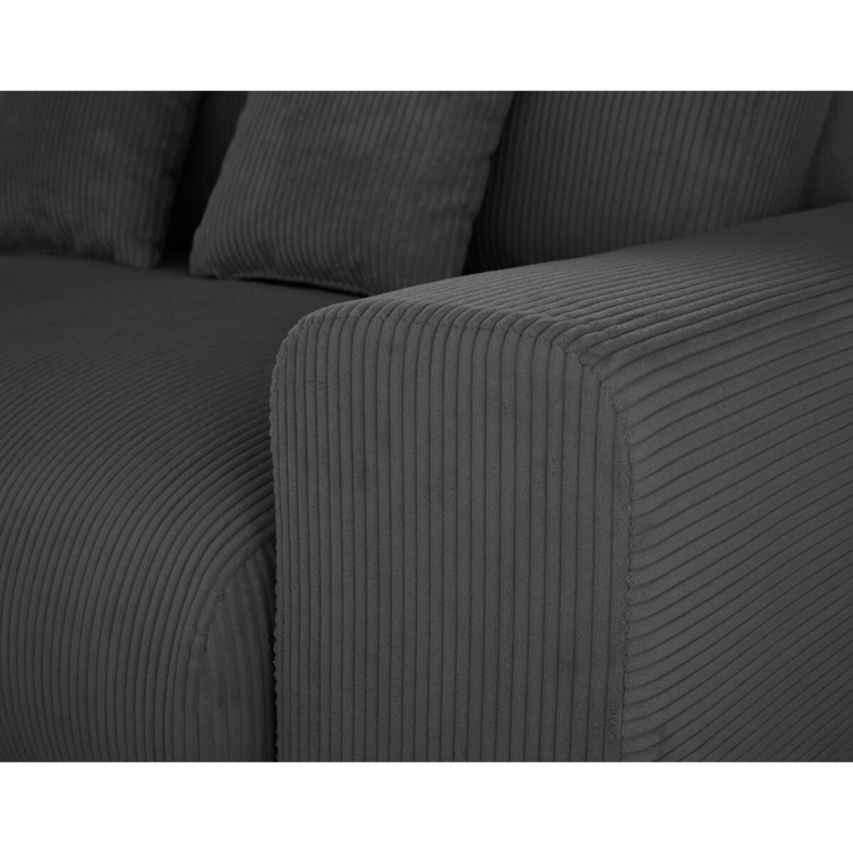 Garance - module d'assise 2 places avec accoudoir droit - en velours côtelé - Gris foncé