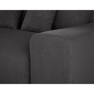 Garance - module d'assise 2 places avec accoudoir droit - en velours côtelé - Gris foncé
