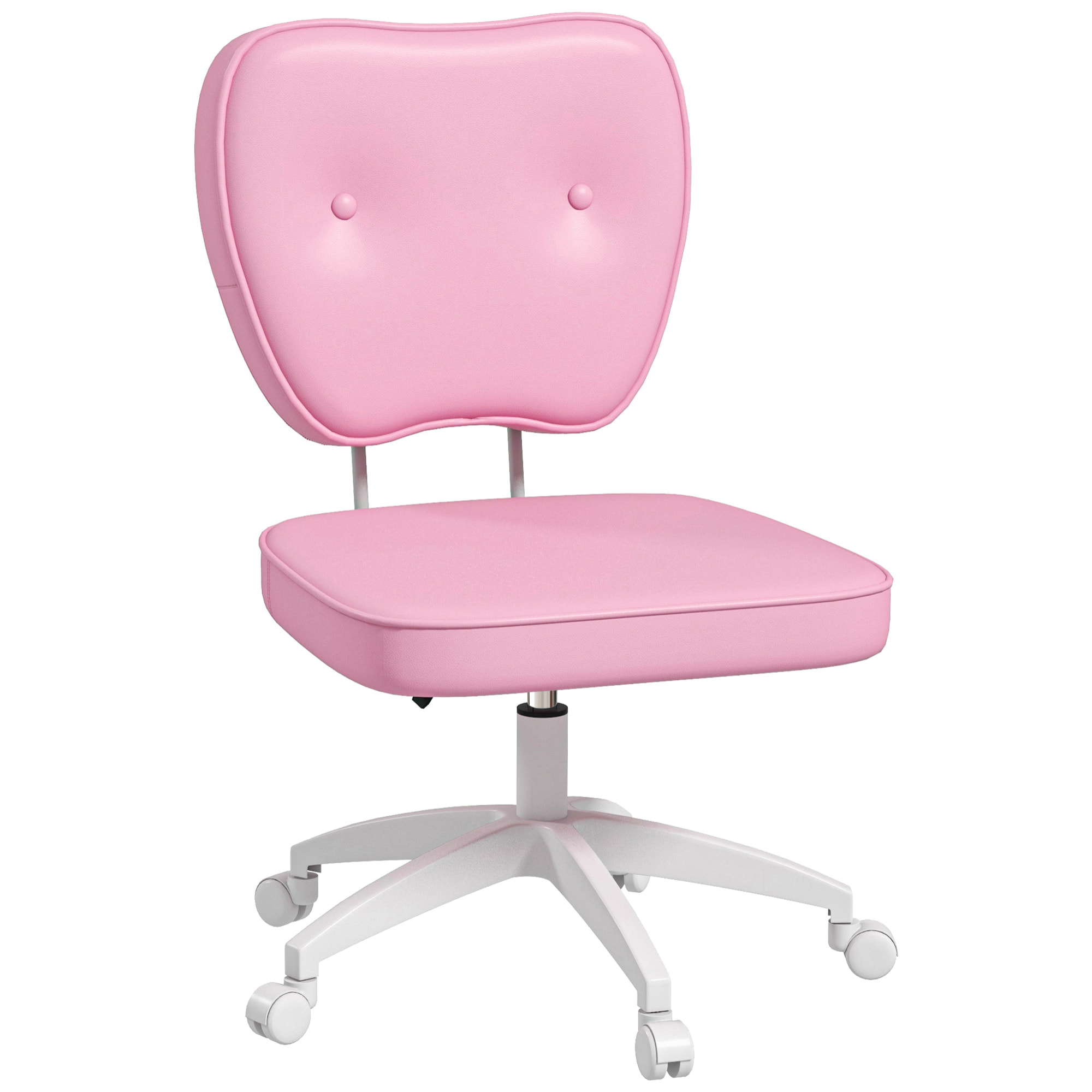 Chaise de bureau design Chersterfied dossier arrondi 2 boutons synthétique rose