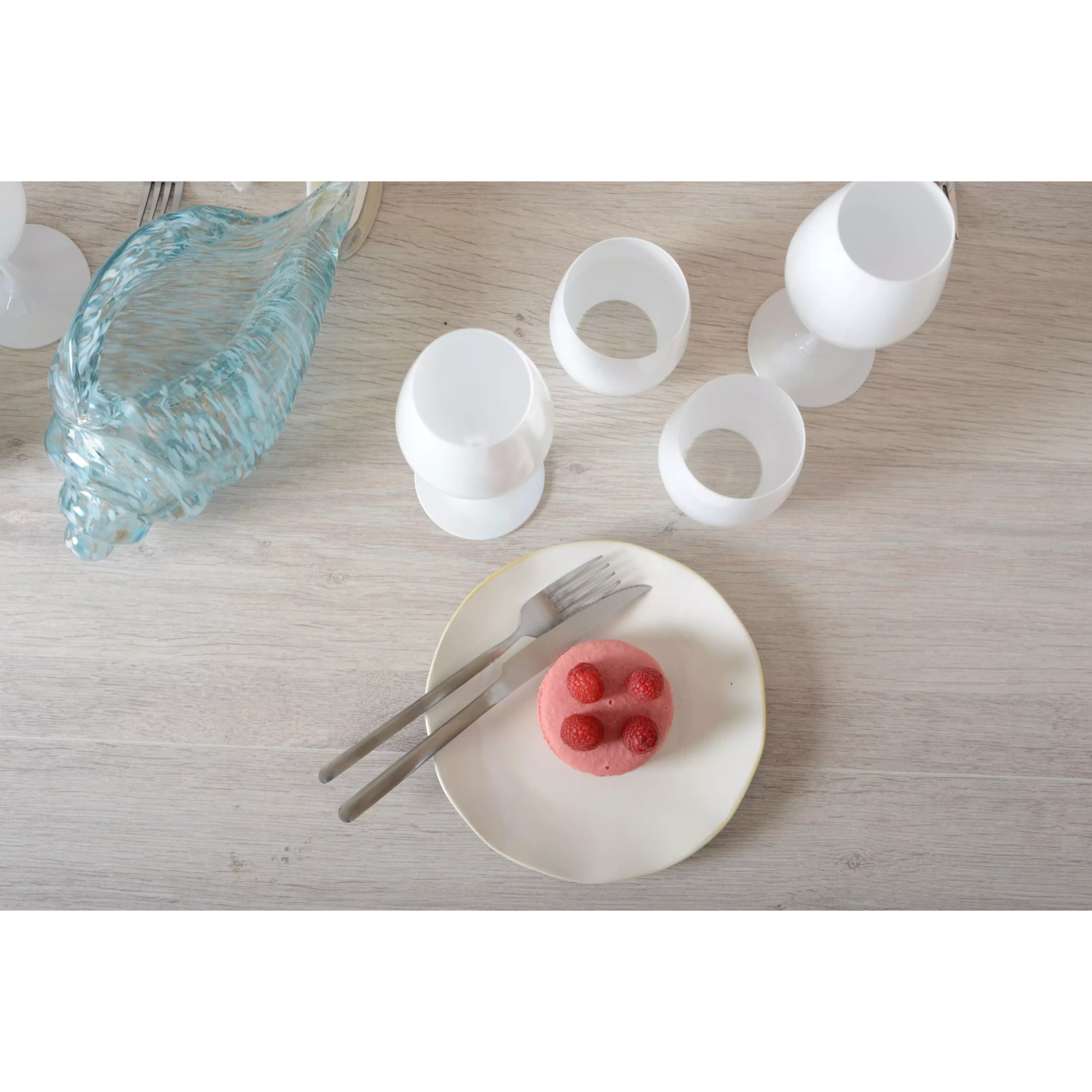 Lot de 6 Assiette à dessert blanche rosa 20x20x2cm