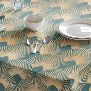Mantel estampado antimanchas IRINA TURQUESA