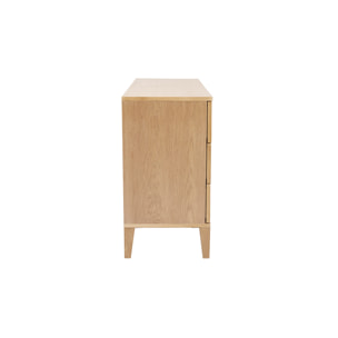 Commode en bois clair chêne 6 tiroirs L120 cm FREDDY