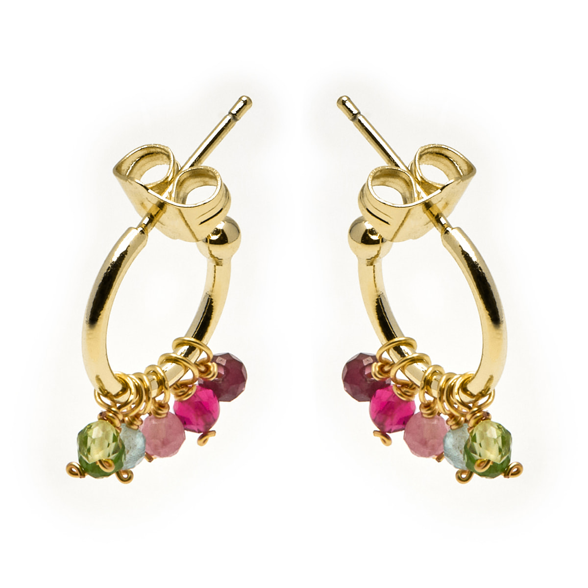 Pendientes de Cristal Multicolor acabados en oro amarillo de 18K