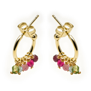 Pendientes de Cristal Multicolor acabados en oro amarillo de 18K