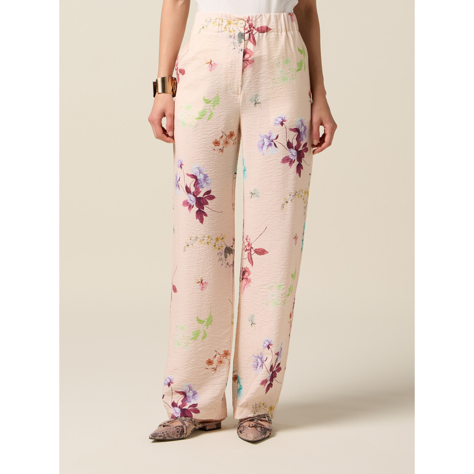 Oltre - Pantaloni palazzo fantasia - Rosa