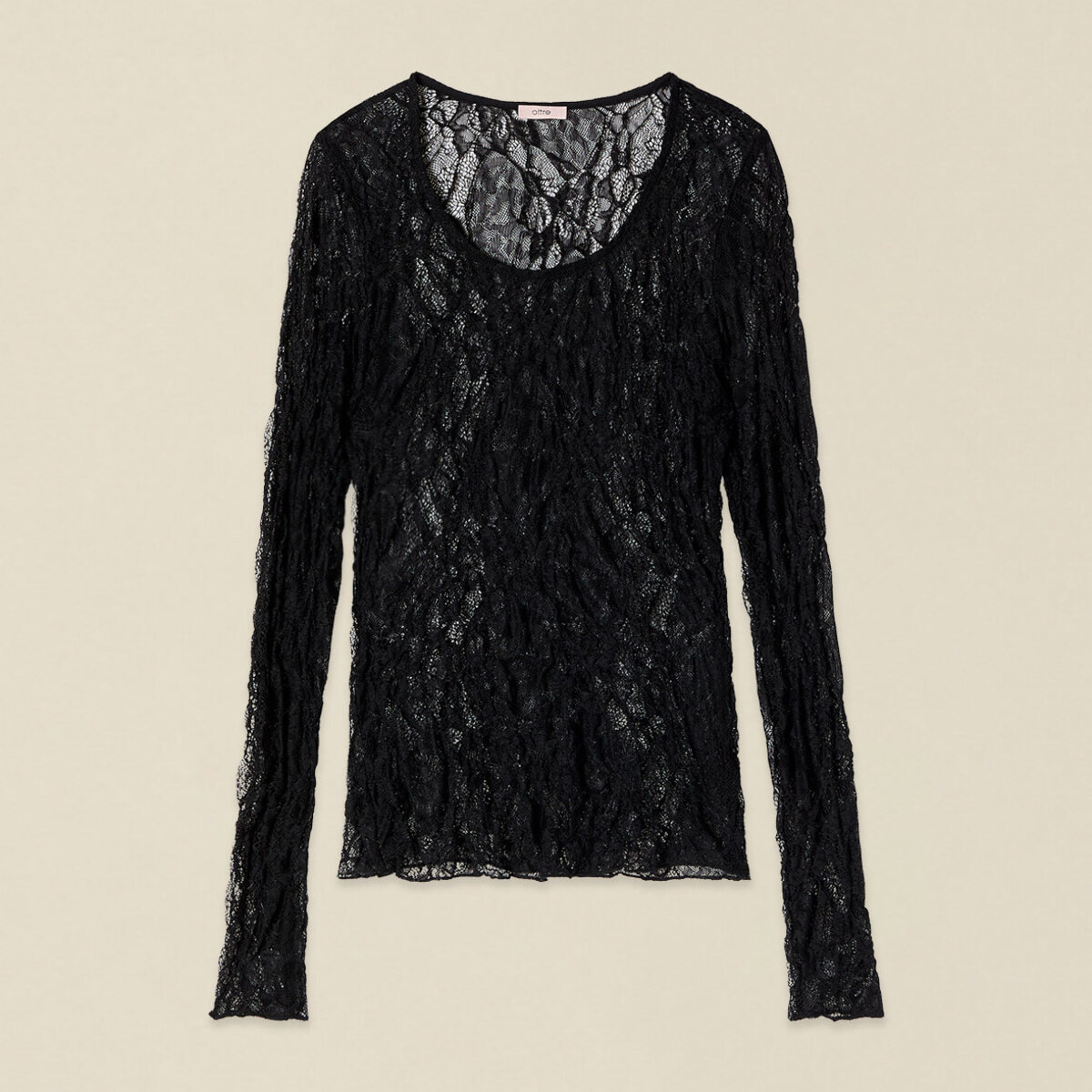 Oltre - T-shirt maniche lunghe in pizzo - Nero