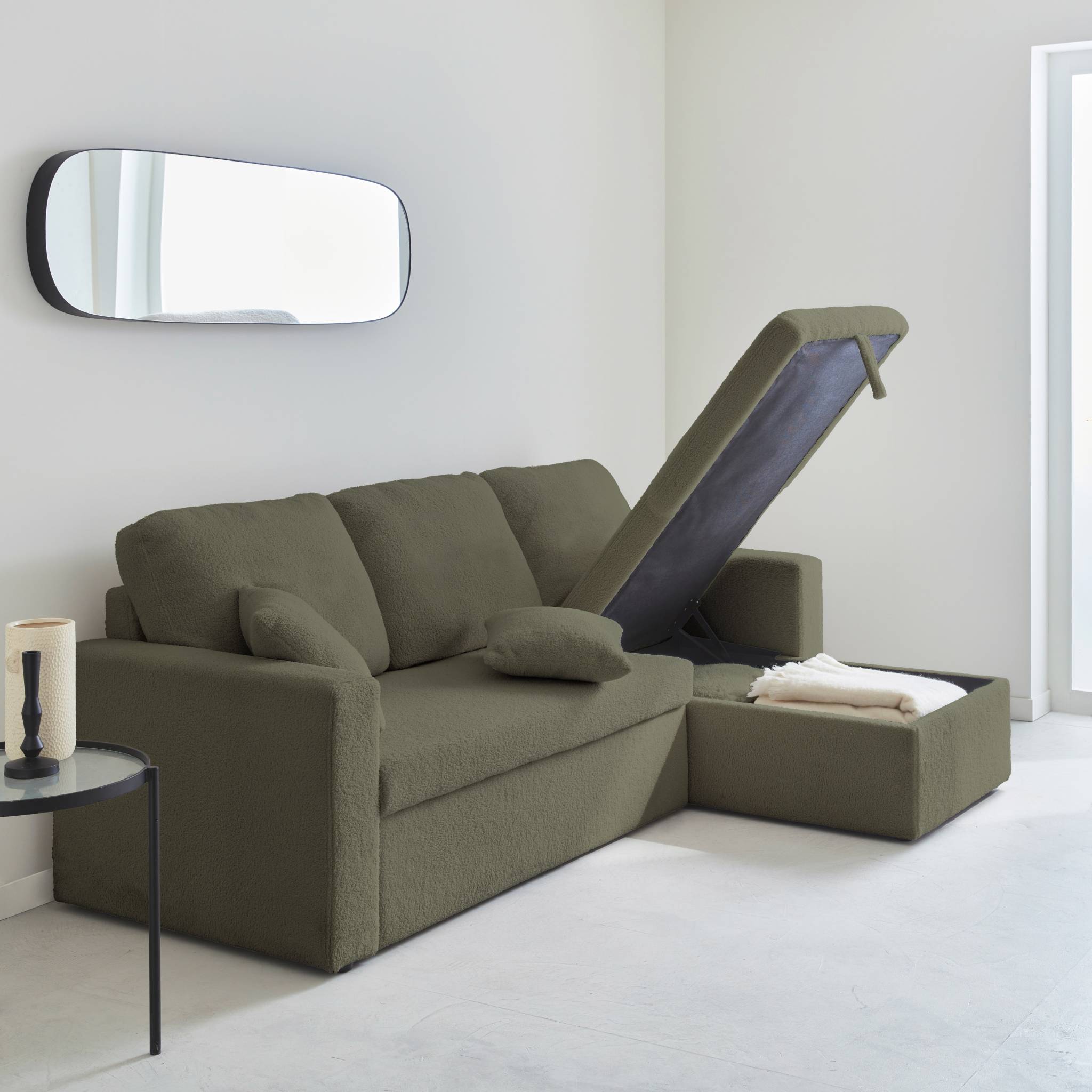 Canapé convertible réversible 3 places bouclette IDA