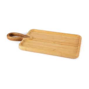 Tagliere Rettangolare con Manico Excelsa – Eco Living, Bambù e Acacia Beige