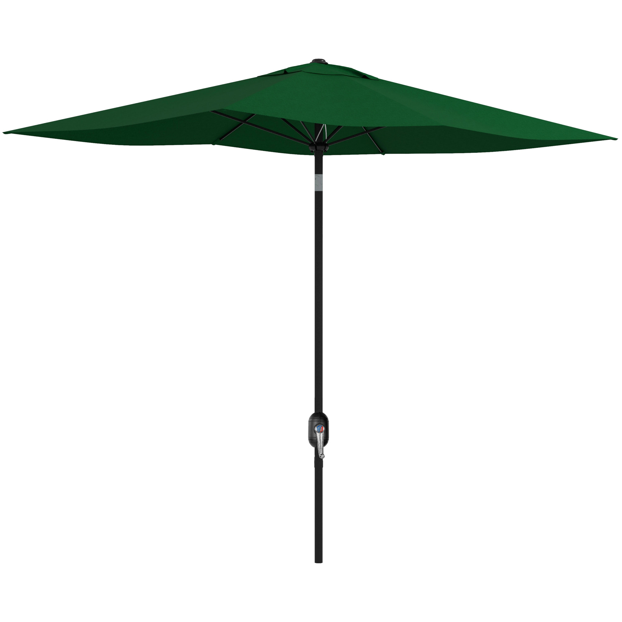 Sombrilla de Jardín 300x200x248 cm Parasol de Terraza con 6 Varillas Apertura Manual Anti-UV y Ángulo Ajustable para Jardín Piscina Verde