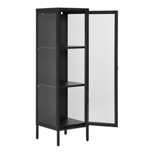 Vetrina Brisbane Slim con 1 anta in vetro, acciaio nero 40×35×140 cm