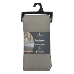 Drap-housse percale gris 160x200cm
