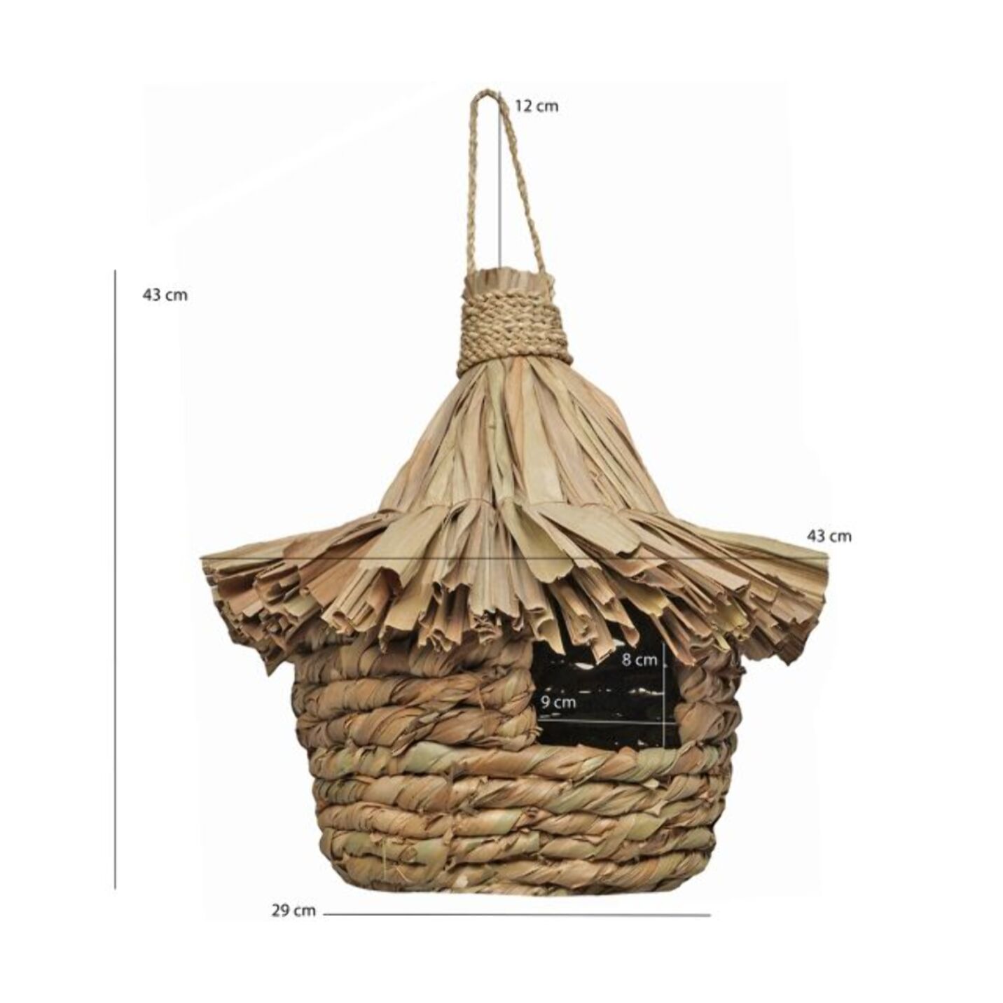 Grand nichoir pour oiseaux D. 43 cm en feuilles de pandan - NID