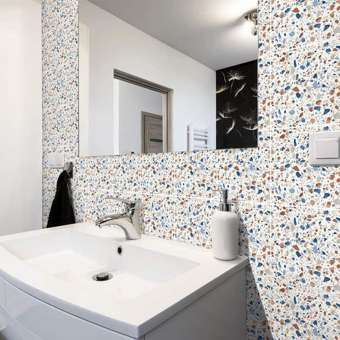 Stickers muraux - Sticker Mural Carrelage adhésif Cuisine Salle de Bain - 24 STICKERS CARRELAGES TERRAZZO TERRAZZO ALEXIA