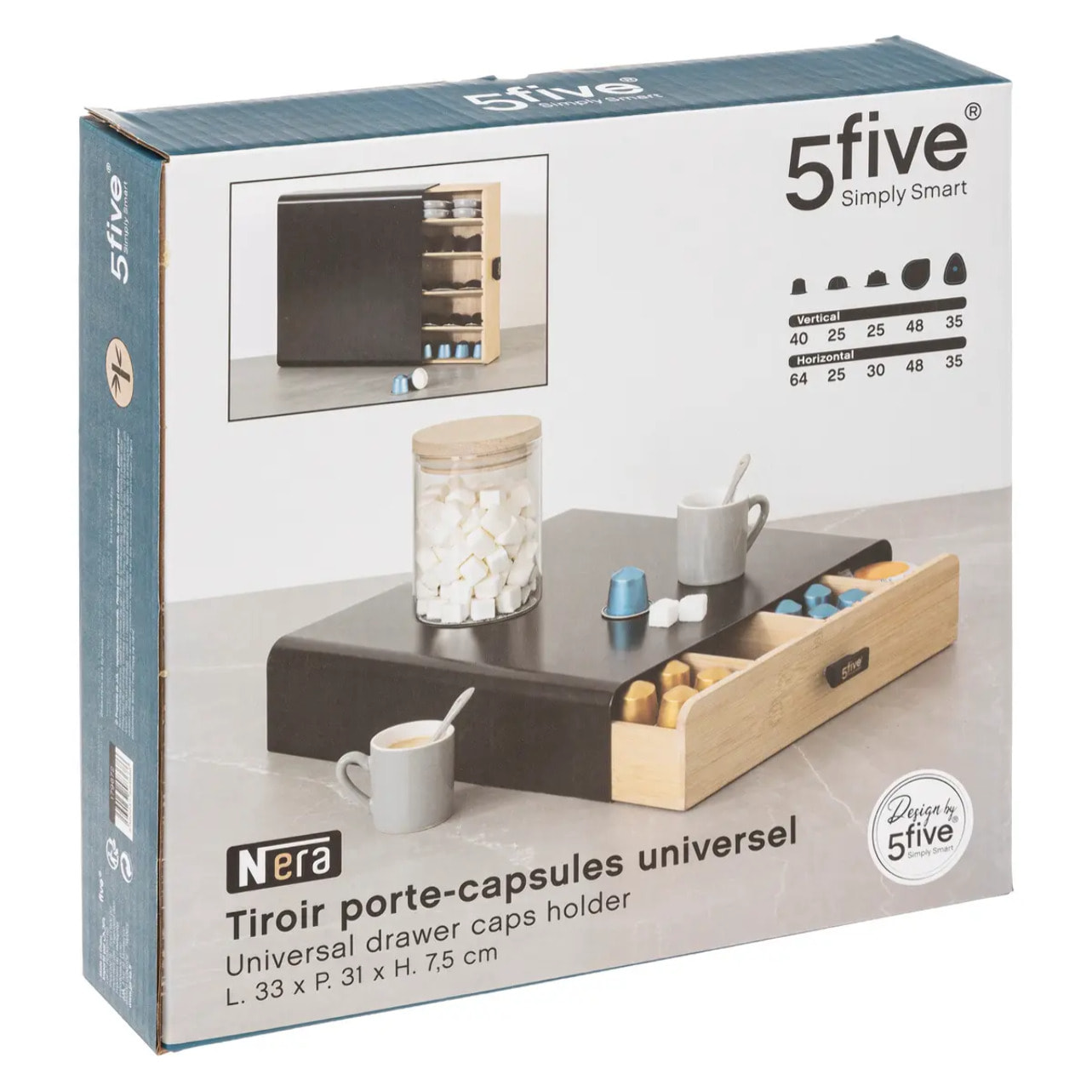 Porte-capsules 1 tiroir "Nera" noir