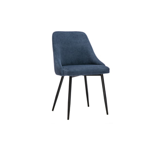 Chaises en tissu chenille bleu foncé et métal noir (lot de 2) HASTA