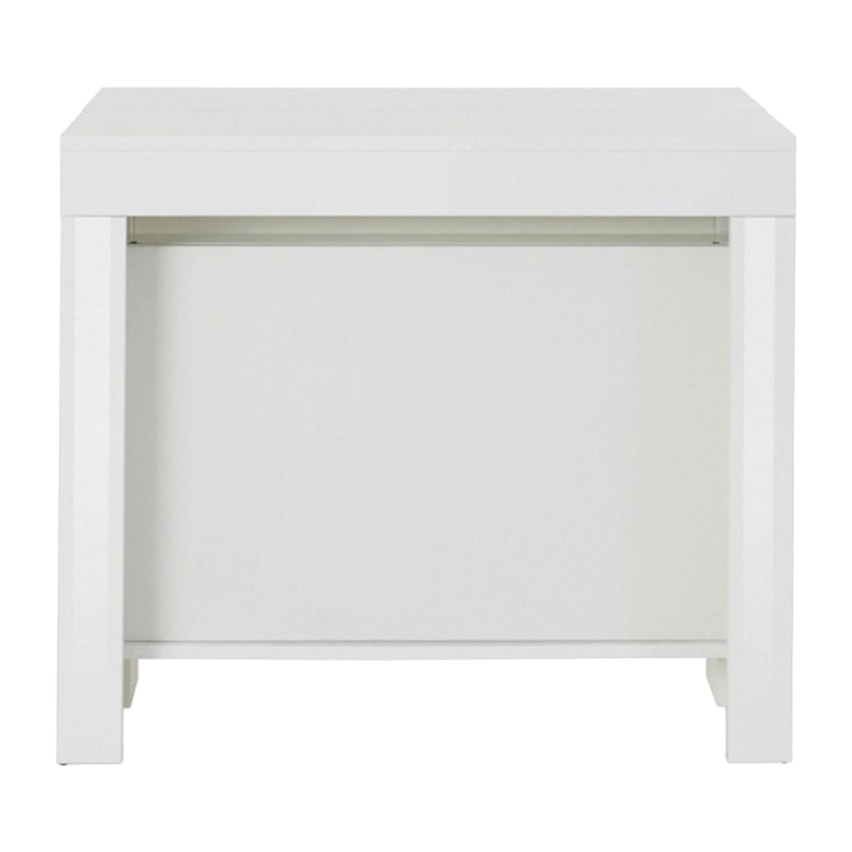 Tavolo da pranzo moderno, Made in Italy, Consolle allungabile fino a 12 posti, con portallunghe, cm 51x90h77 ( fino a 300 cm) colore Bianco lucido