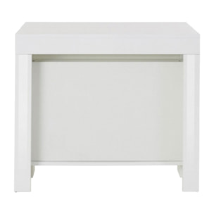 Tavolo da pranzo moderno, Made in Italy, Consolle allungabile fino a 12 posti, con portallunghe, cm 51x90h77 ( fino a 300 cm) colore Bianco lucido