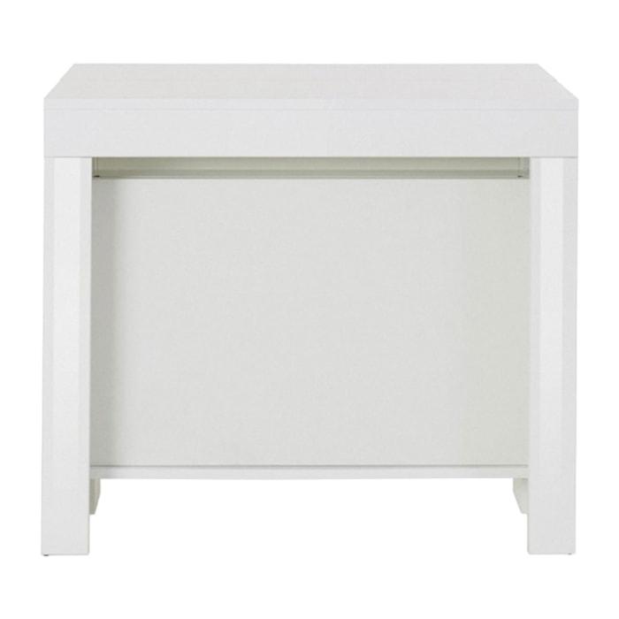 Tavolo da pranzo moderno, Made in Italy, Consolle allungabile fino a 12 posti, con portallunghe, cm 51x90h77 ( fino a 300 cm) colore Bianco lucido