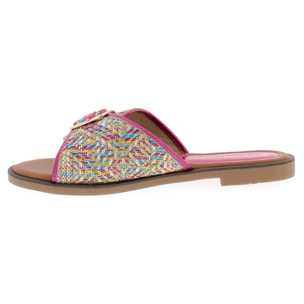 Marina Galanti Scarpe Donna Flat Slippers with Gold Horsebit MG 1E162 Fuxia