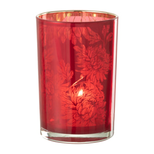 J-Line photophore Fleurs - verre - rouge - large