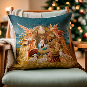 COPPIA CUSICNI ARREDO JACQUARD SFODERABILI 50X50 CM NATIVITà